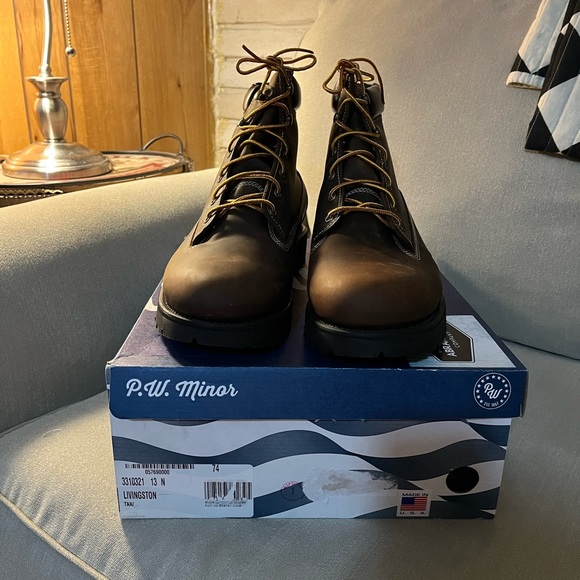P.W. Minor tan leather “Livingston” boots, Men’s size 13 N, New with box - Picture 2 of 7